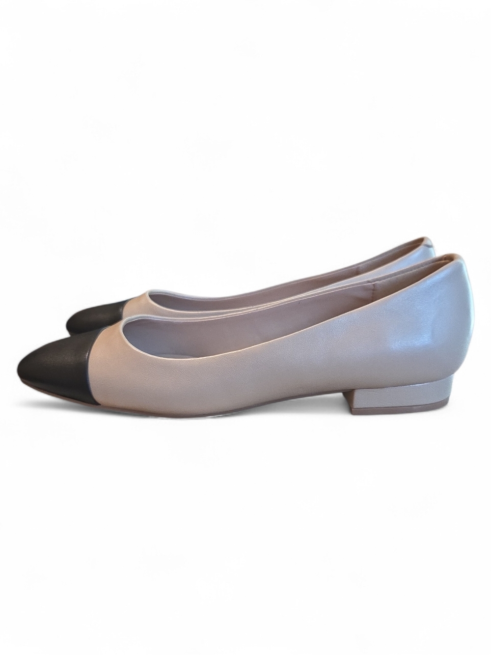 NWT Steve Madden Blair Two-Tone Cap-Toe Ballet Flats in Black & Nude Size 8.5 - Picture 6 of 8